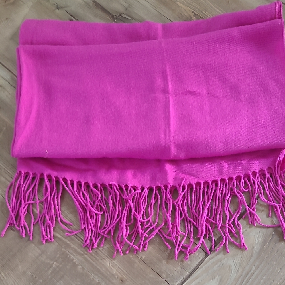 Pashmina Pink Scarf with Fringe Detail